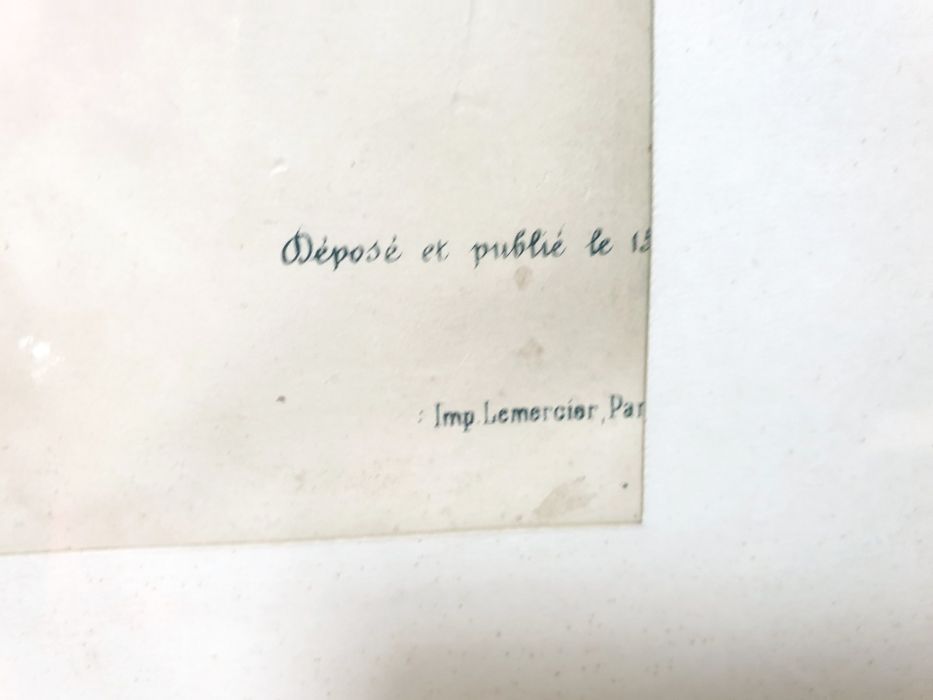 Lindissima antiga litografia francesa "mulher sensual" emoldurada