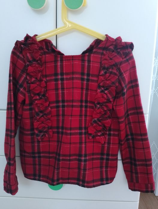 Elegancka bluzeczka koszulowa w kratkę na ok 7 lat
