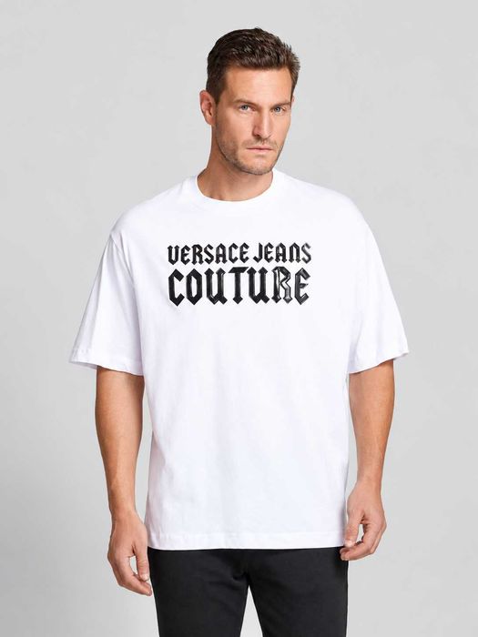 Versace Jeans Couture VJC black logo, white T-Shirt biała koszulka L Relaxed styl premium