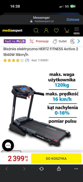 Bieżnia HERTZ FITNESS ACTIVE 2 1840W 16km/h