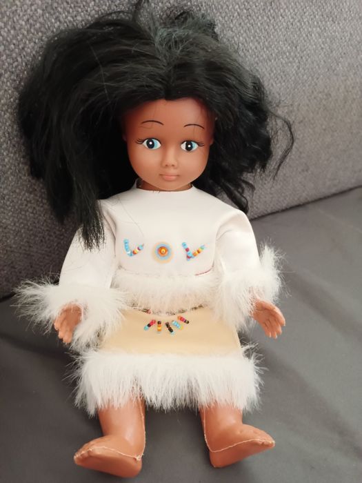 Stara lalka Indianka PRL, 29 cm