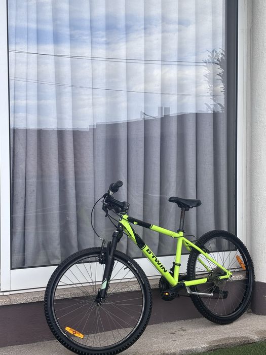 B’TWIN Rockrider BTT – Verde Fluorescente – Bom Estado