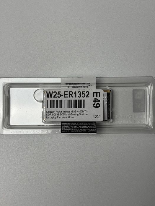 Оперативна пам'ять Kingston Fury Impact DDR5 SO-DIMM 32GB 4800MHz