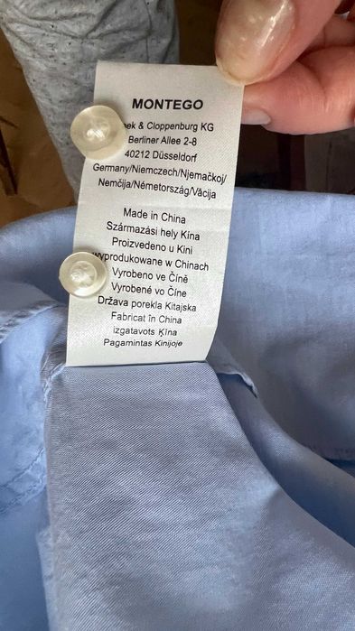 Błękitna koszula premium XL 42 - 100% bawełna Montego klasyczna