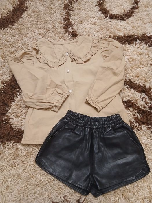 Шкіряні шортики  і блуза для дівчинки