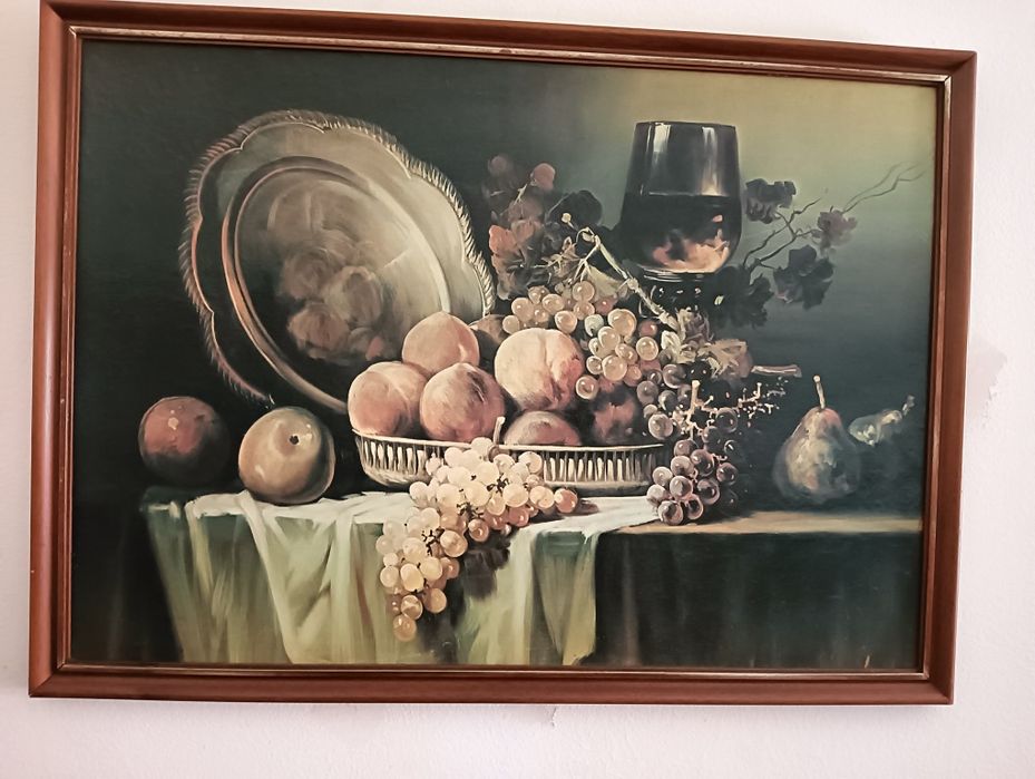 quadro antigo "fruteira"	53 cm x 73 cm	Em muito bom estado.*