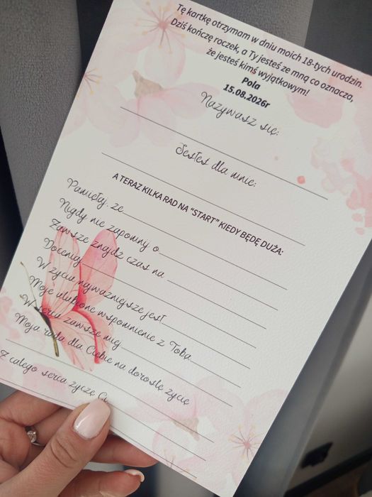 Ankiety karty na roczek chrzest