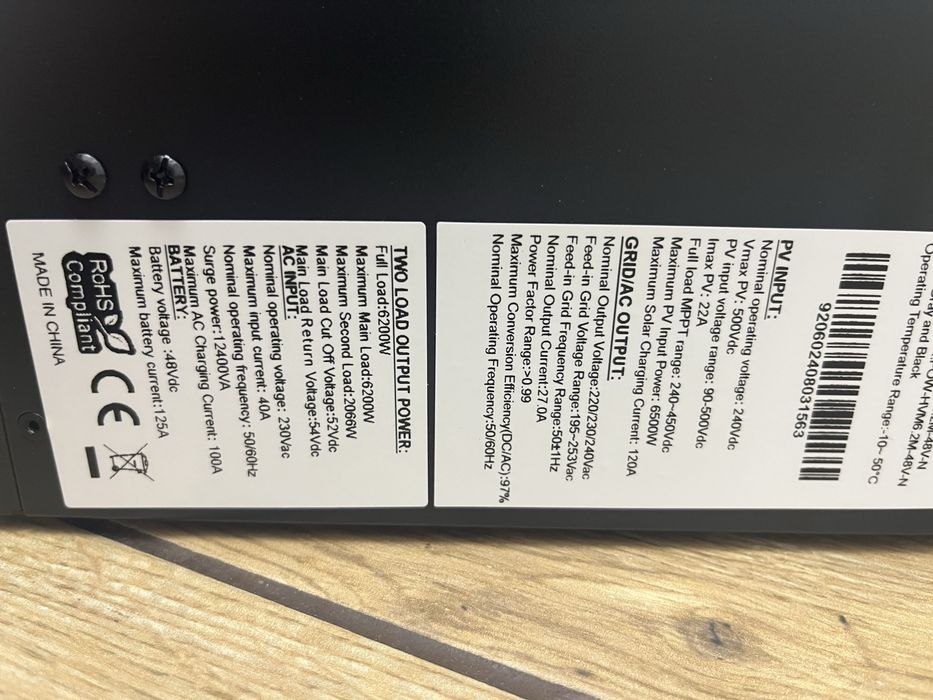 НОВИЙ Гібридний інвертор 6.2 кВт PowMr Easun 7кВт