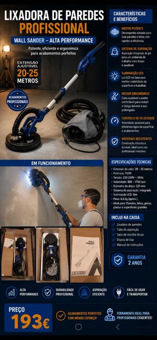 Máquina profissional lixar 193€. Oportunidade
