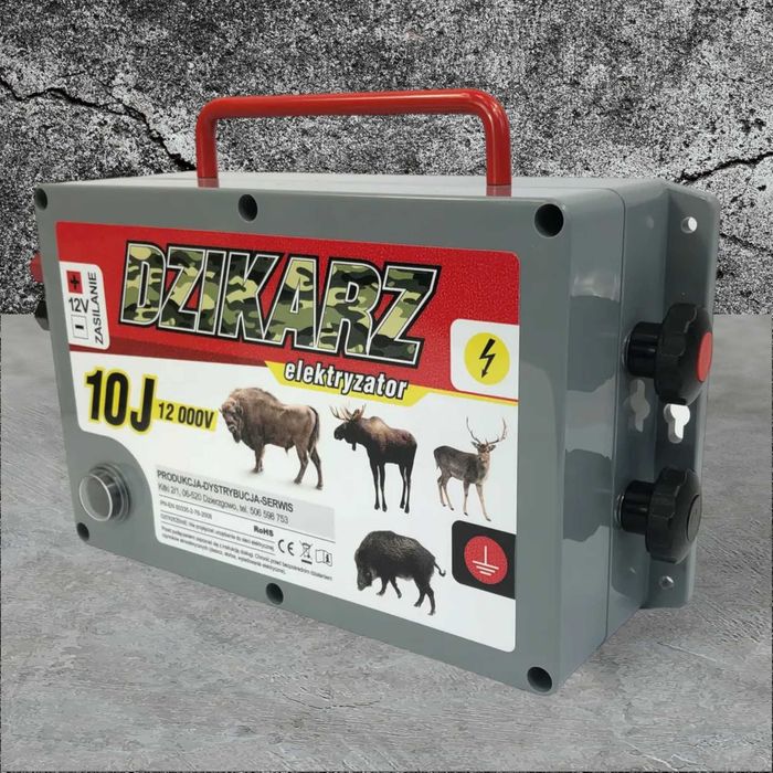 Najmocniejszy Pastuch Elektryczny 10J - 12V/230V - DZIKARZ - 12000V!