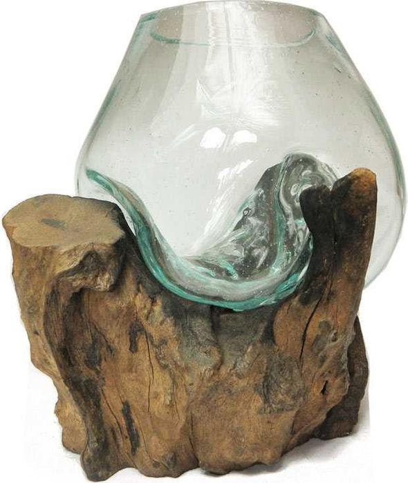 Wazon odlany na korzeniu z drewna Teak XL Dekoracja na Las w Szkle