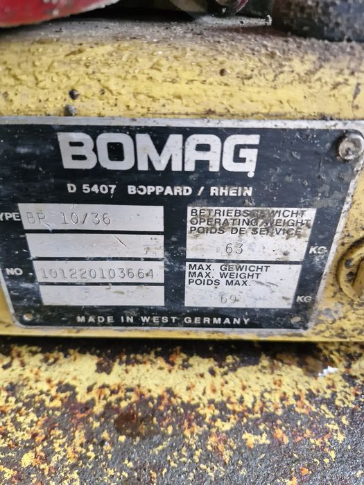 Zagęszczarka bomag bp 10/36 płyta wibracyjna
