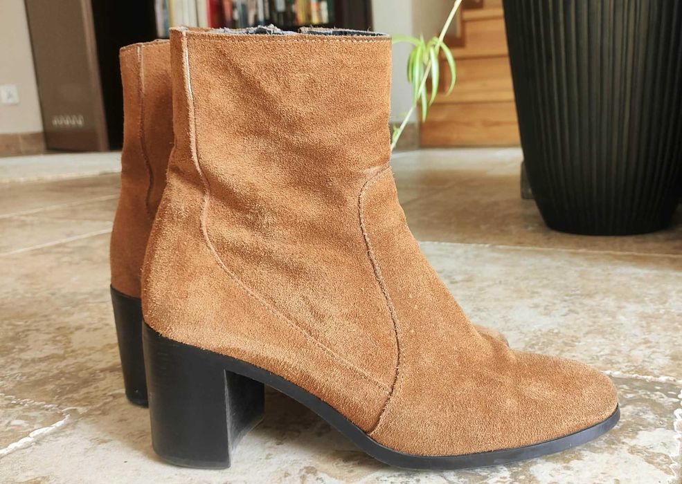 Zamszowe botki ZARA | Koniakowe / Camel 38