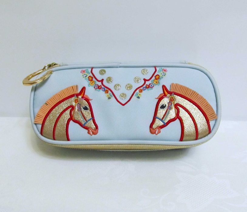 Jeune Premier Мягкий пенал футляр "Cavalerie Florale" голубой