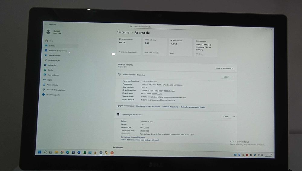 Dell Inspiron 2350 (All-In-One)Ecrã 23 touchcreen 16GB RAM/Core i5/SSD