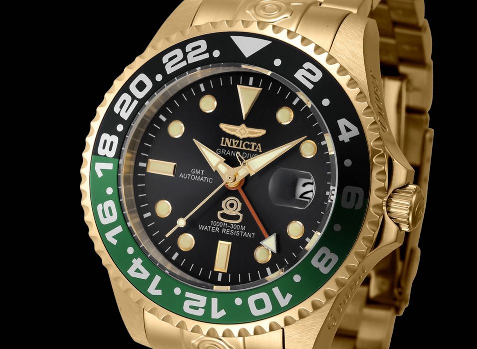 Годинник Invicta 45672 Grand Diver Automatic GMT Gold 47 мм. 300 MT.
