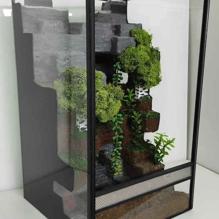Terrarium dla gekona płaczącego | Terraria tropikalne z wyposażeniem | Styl Pixel Art TW28MC, AquaWaves