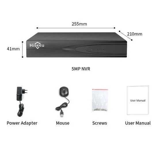 CCTV Hiseeu NVR H.265 16CH até 5MP ONVIF 2.0 IP