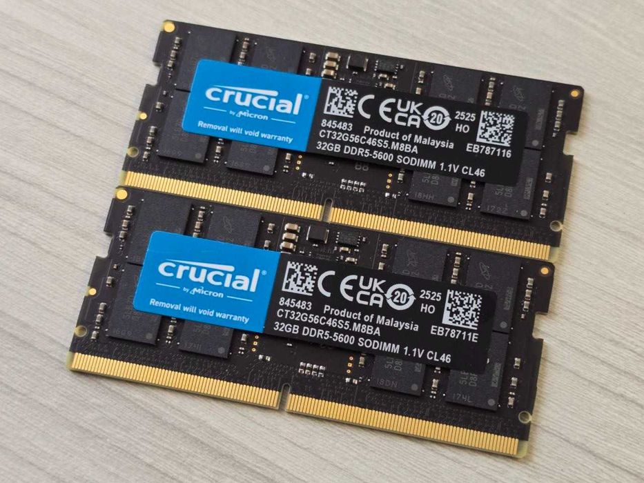 Crucial 64GB (2x32GB) SO-DIMM DDR5 5600 MHz (CT32G56C46S5.M8BA)