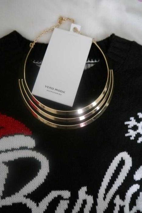 Об'ємне золоте кольє-чокер vero moda