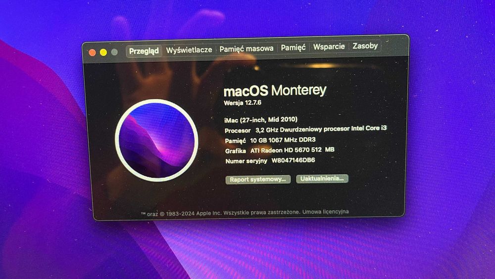 Imac 27' Mid2010 10gb ram 500gb SSD Monterey