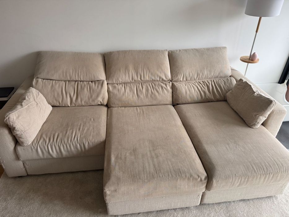 Sofá 3 lugares chaise longue/cama