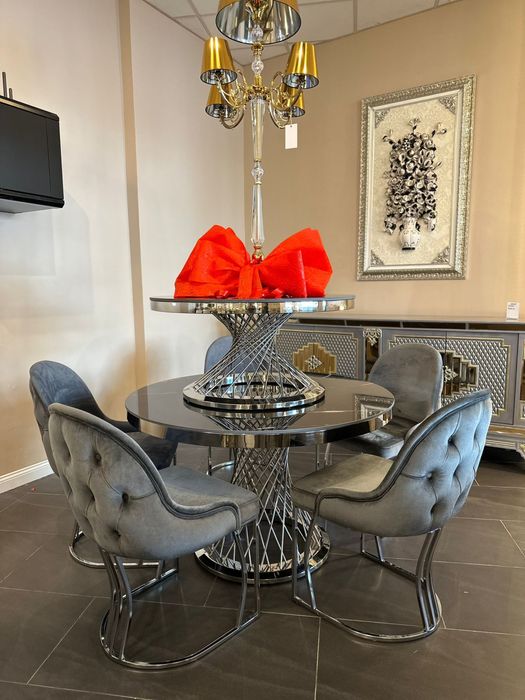 Stół + 6 krzeseł Matrix Silver