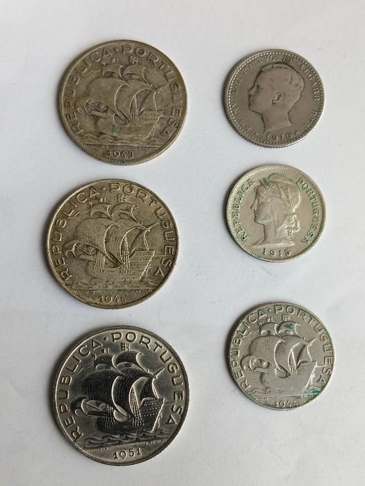 6 moedas de prata diversas
