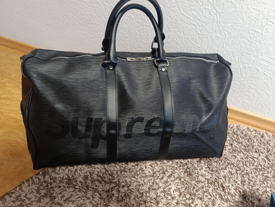 Сумка  Louis Vuitton Keepall Bandouliere 55 Supreme Black Epi Weekend Travel Duffle Bag  дорожня спортивна