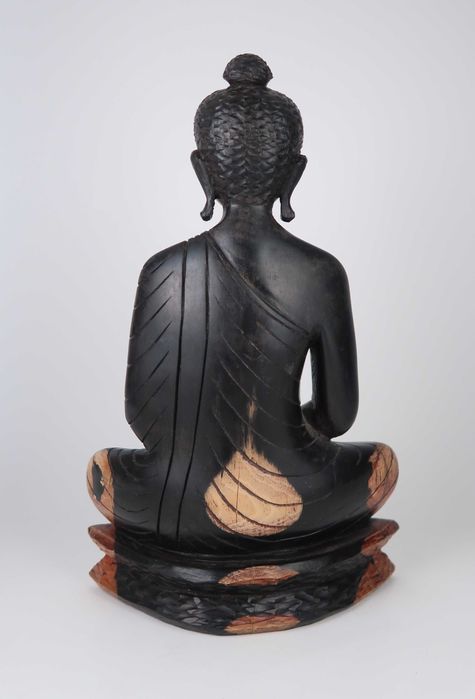 Escultura de Buda Sentado em madeira