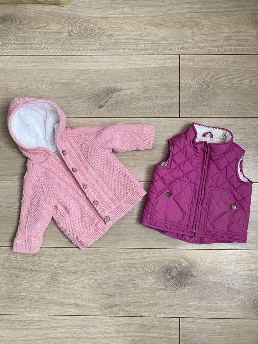 Тепла кофта та желетка для дівчинки 6-12 місяців