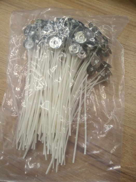 Фитиль вощеный 100шт для свечей 10см с держателем