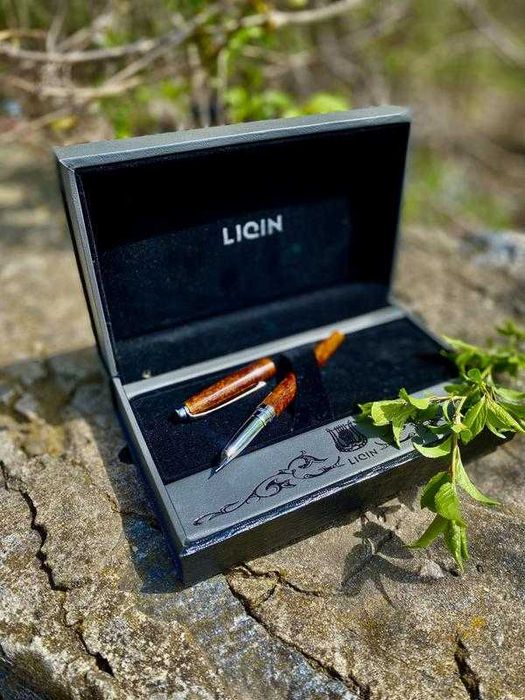 LIQIN! пірʼєва чорнильна ручка перо дерево у оксамитовому футлярі Ліра