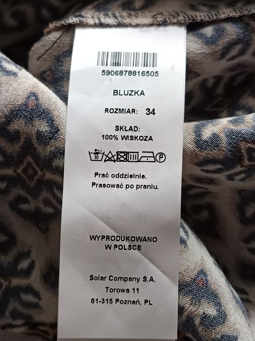 Bluzka Solar piękny wzór, nowa bez metki.