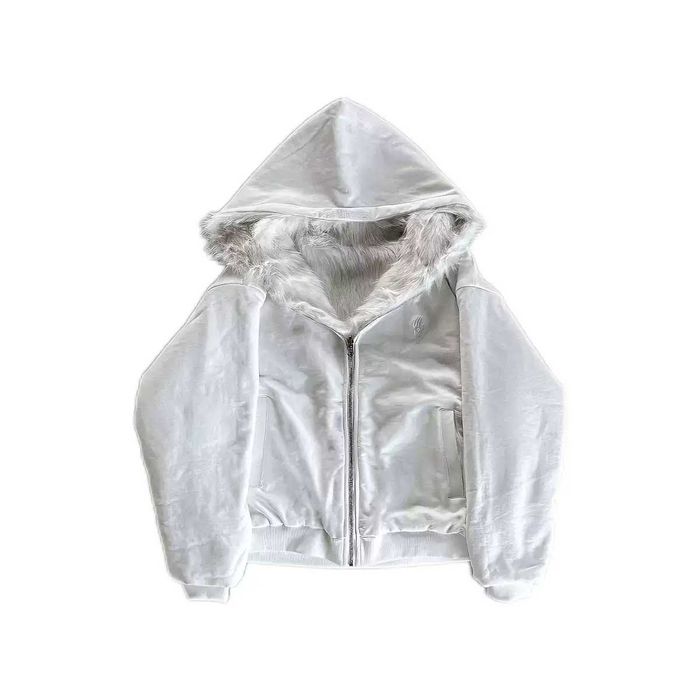 Утепленная оверсайз зип-худи с мехом в капюшоне / Куртка-толстовка Yeezy Gap