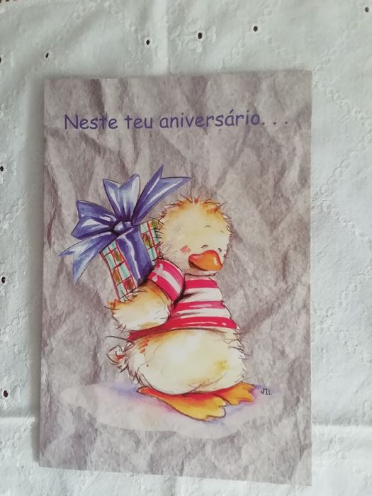 Postal de aniversário Humfrey Creations, escrito