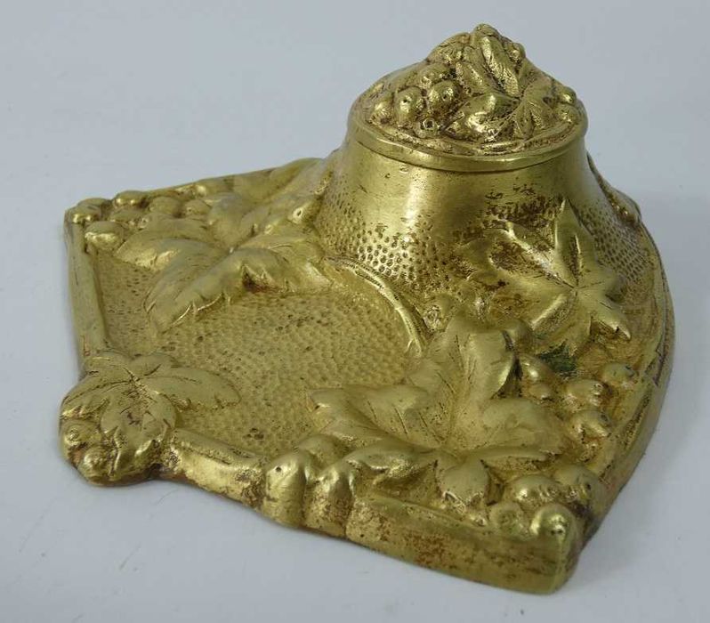 KAŁAMARZ na biurko mosiądz winogron kałamarznik atrament SECESJA