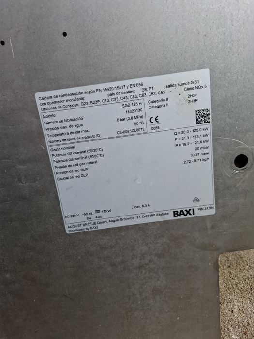Queimador de caldeira Baxi