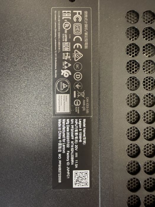 Ноутбук ігровий Lenovo Legion5 15IMH6 (82NL00B8RA) Phantom Black