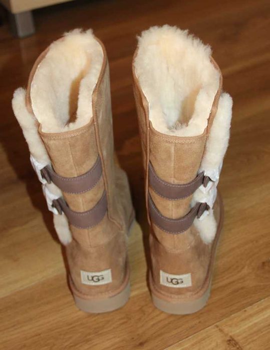 UGG buty kozuszek skóra śniegowce ocieplane botki kozaki brązowe 39