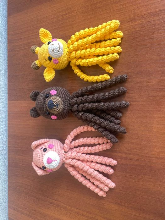 Вязанные игрушки  крючком – осьминоги и медузы.