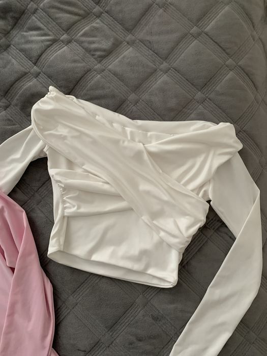 Лонг лонгслів кофта в обтяжку топ Хс 34 рожевий білий