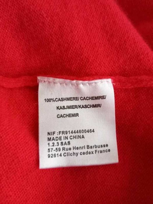 123Paris kaszmirowy sweter różowy malinowy pure cashmere L/XL