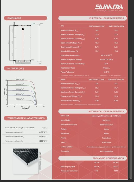 Painel Solar Flexível 310W