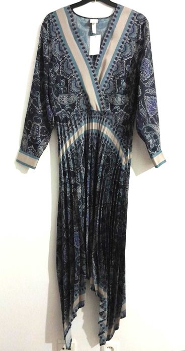 Vestido comprido assimétrico padrão paisley H&M T: 38 Novo c/etiqueta