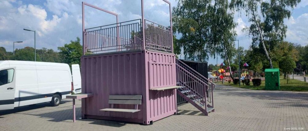 Kontener gastronomiczny RÓŻOWY z antresolą (2)