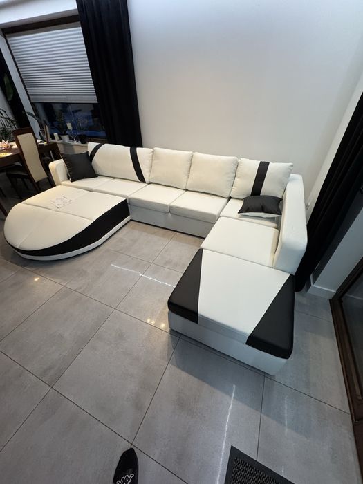 Naroznik  sofa Okazja nowy naroznik bialo czarny