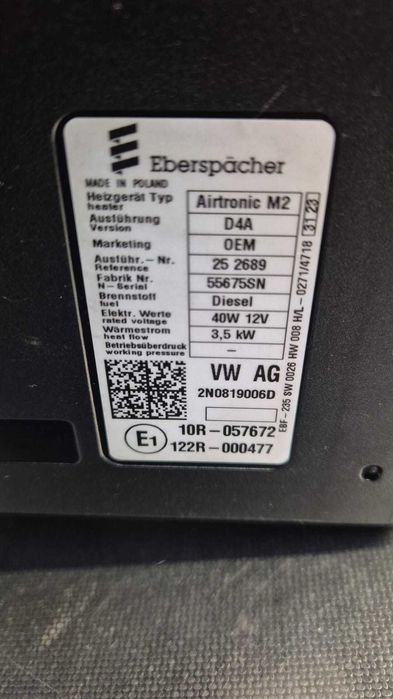 Nowe Webasto Eberspacher Airtronic M2 D4A 3,5kw 12V VW Ctafter Man