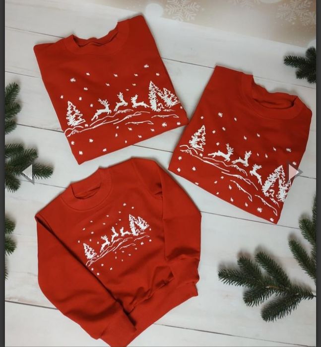Фемили лук новогодний!(свитшоты красные) комплект мама+сын