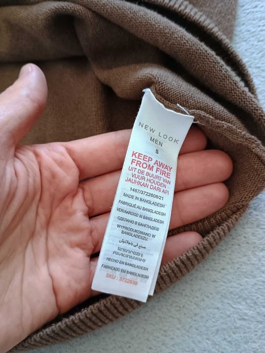 Męski cienki sweterek New Look Man - rozmiar/size S, brązowy
